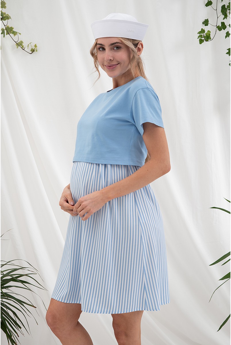 Сукня для вагітних та годуючих Marine Блакитний Yula Mama