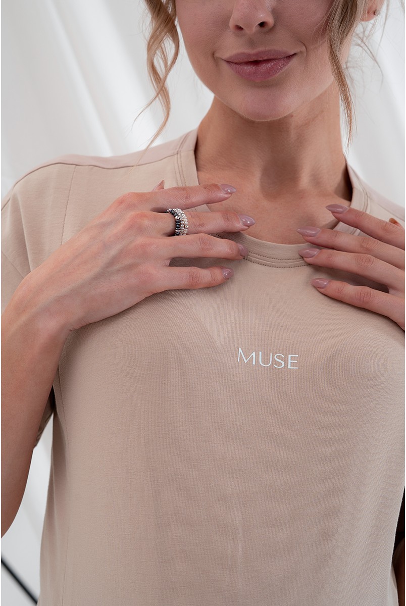 Футболка для беременных и кормящих Muse Бежевый Yula Mama