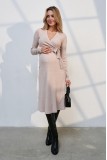 Теплое платье для беременных и кормящих Pamela Бежевый Yula Mama