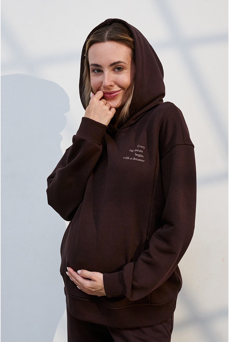 Худи для беременных и кормящих Blake Шоколад Yula Mama