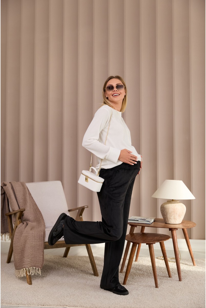 Велюровые зимние брюки для беременных Wilton Черный Lullababe