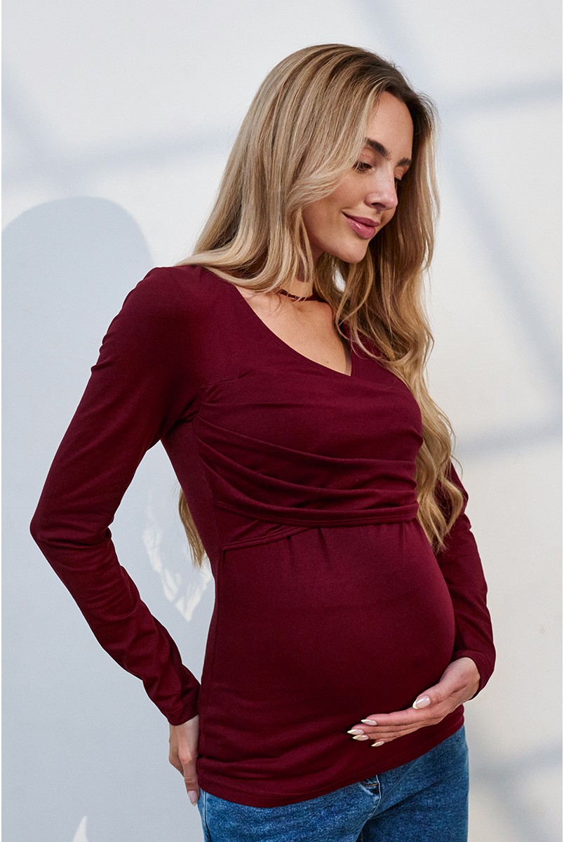 Лонгслив для беременных и кормящих Isobel Бордовый Yula Mama