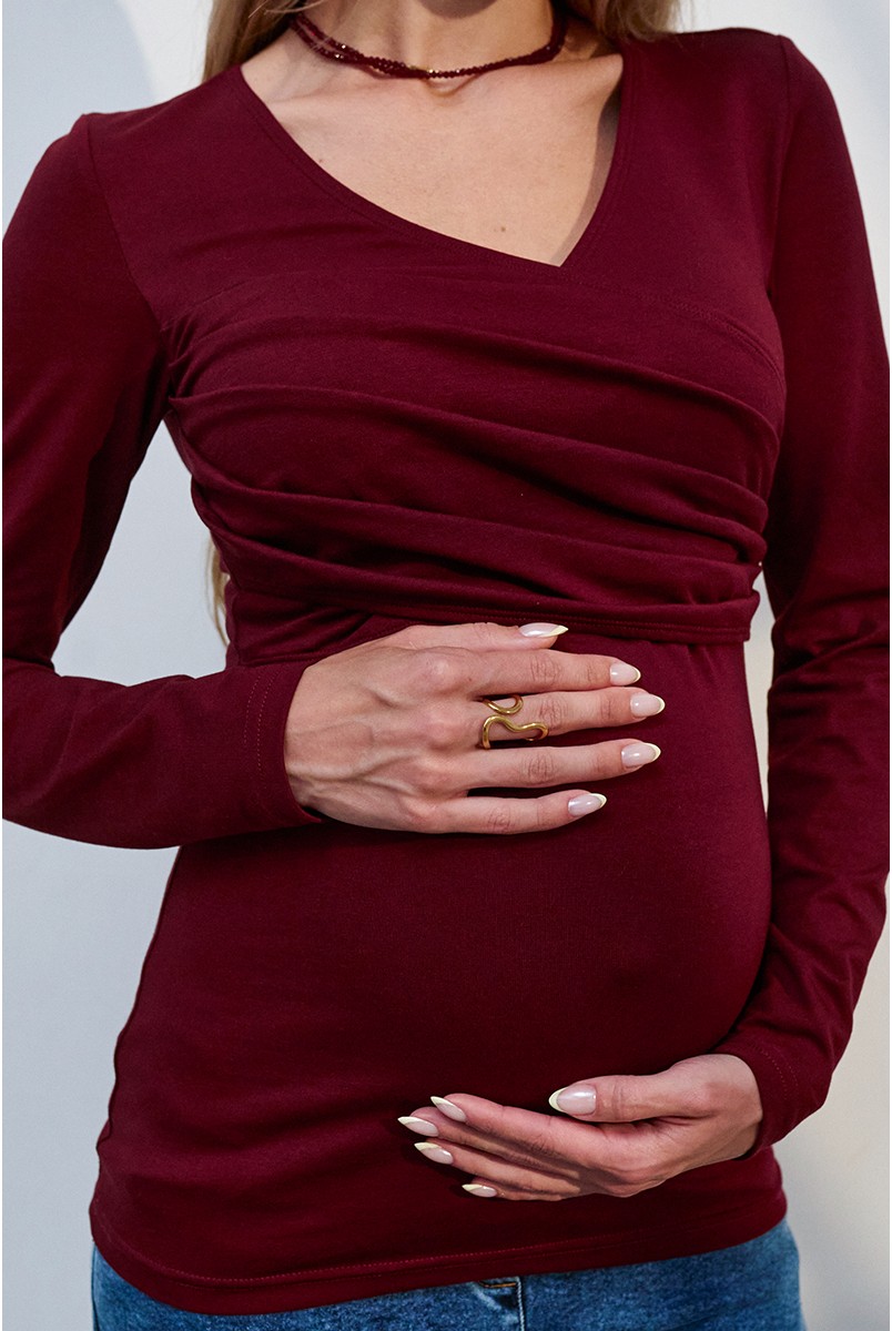 Лонгслив для беременных и кормящих Isobel Бордовый Yula Mama