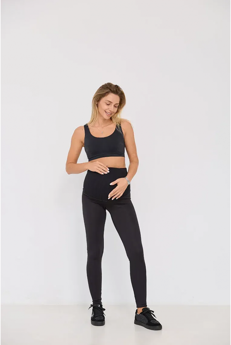 Теплые лосины на меху для беременных Montreal Черный Lullababe