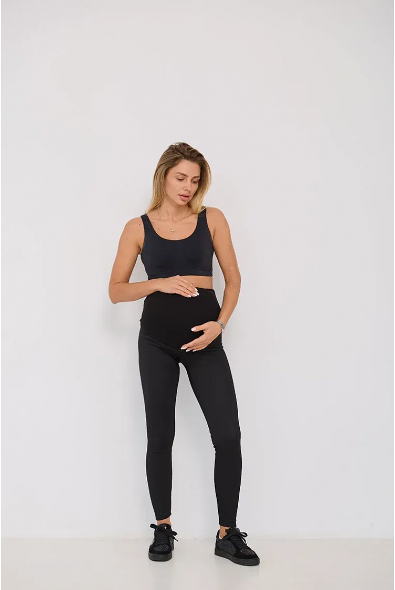 Теплые лосины в рубчик для беременных Regina - Черный Lullababe