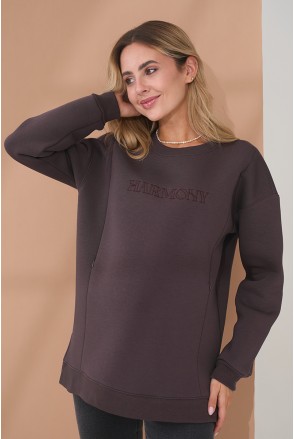 Теплая туника для беременных и кормящих Harmony темный тауп Yula Mama Теплая туника для беременных и кормящих Harmony темный тауп Yula Mama