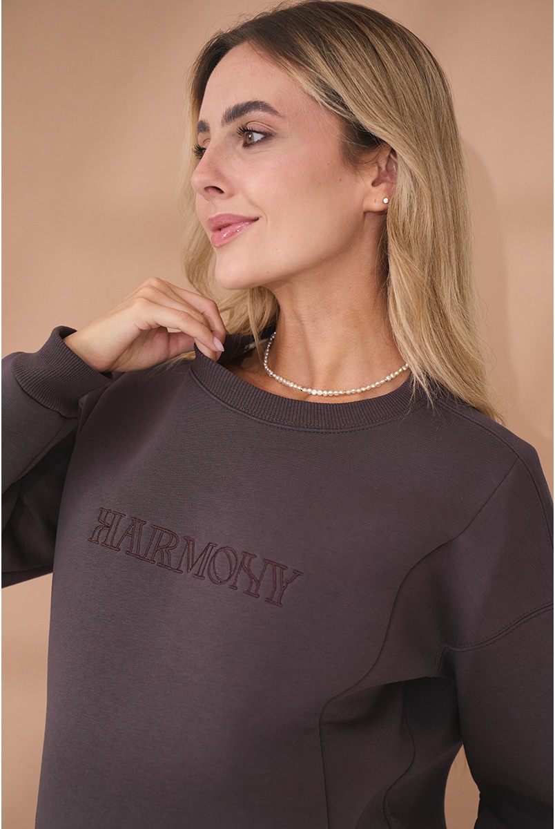 Теплая туника для беременных и кормящих Harmony темный тауп Yula Mama