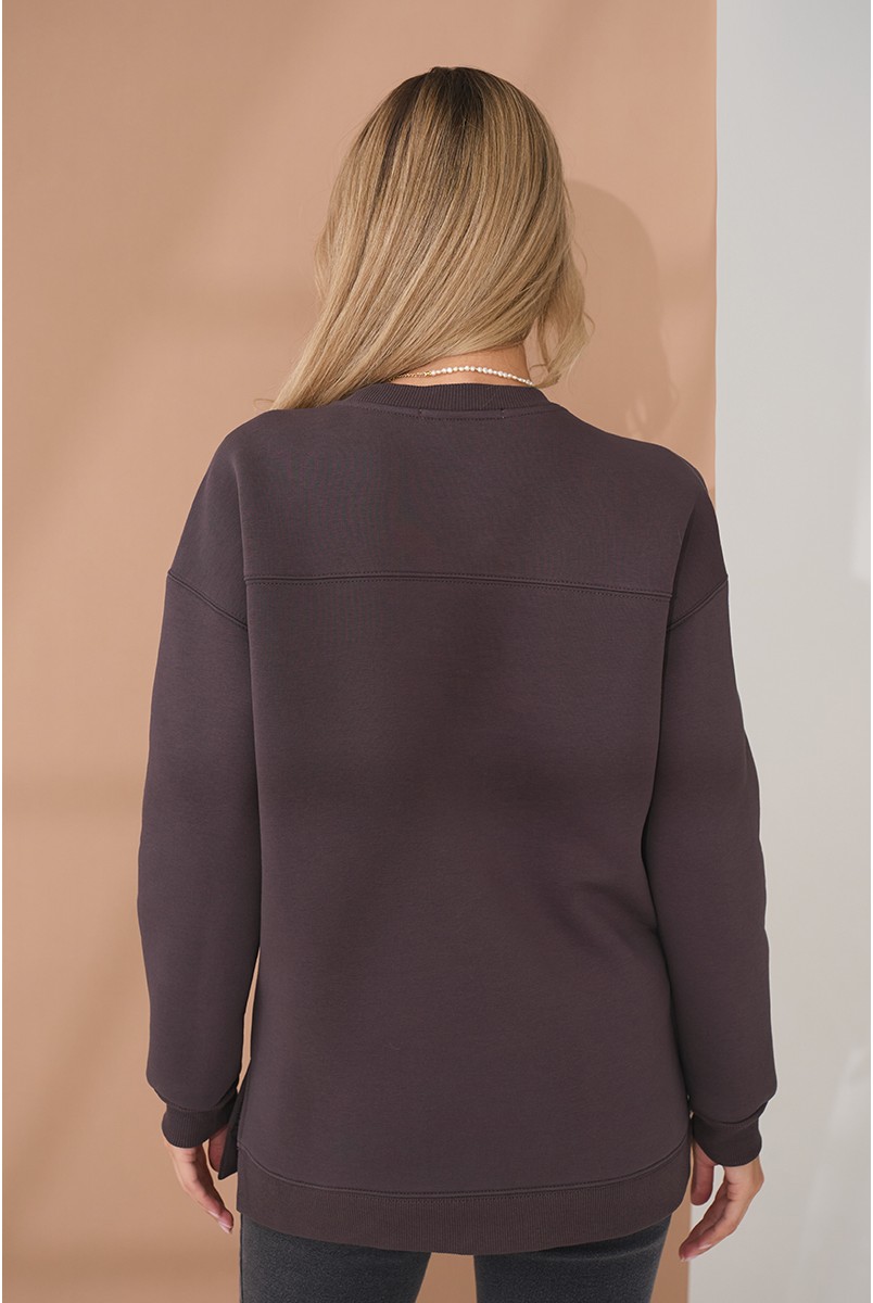 Теплая туника для беременных и кормящих Harmony темный тауп Yula Mama