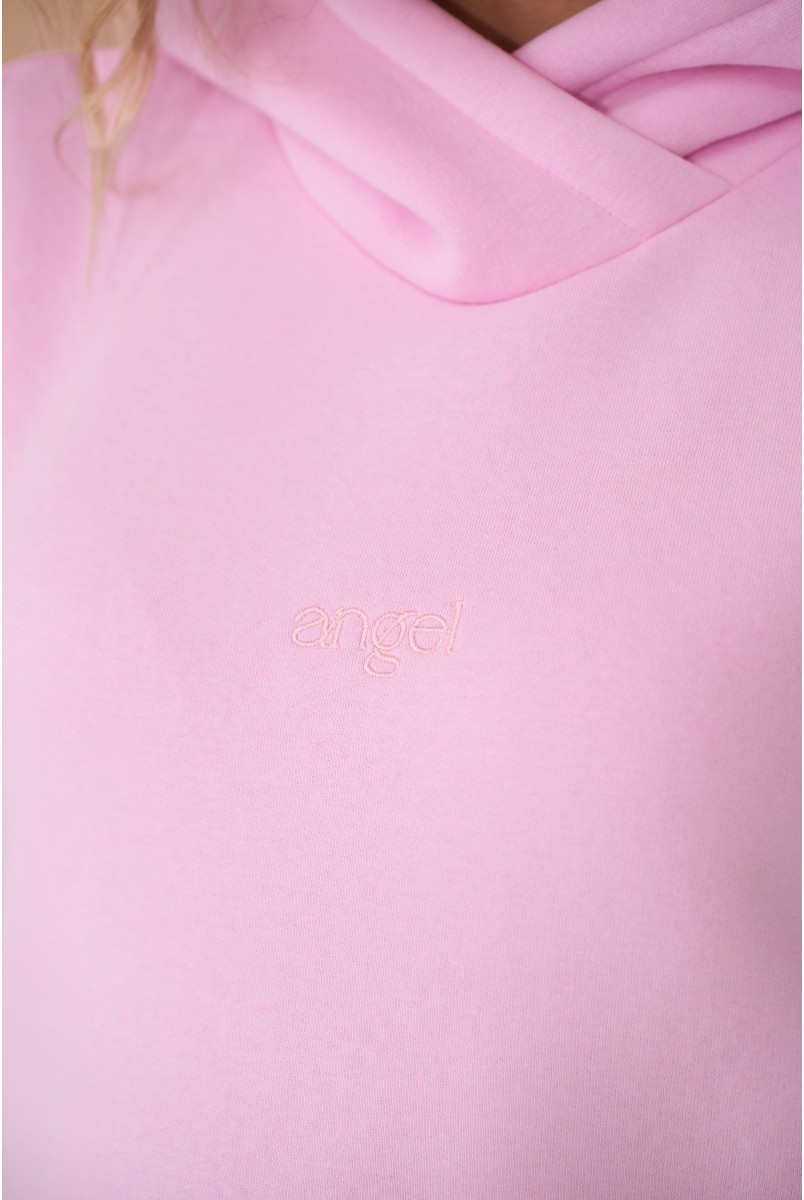 Теплий худі з вишивкою на грудях Angel Рожевий Yula Mama