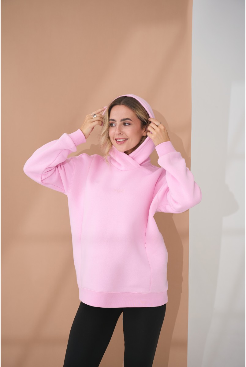 Теплий худі з вишивкою на грудях Angel Рожевий Yula Mama