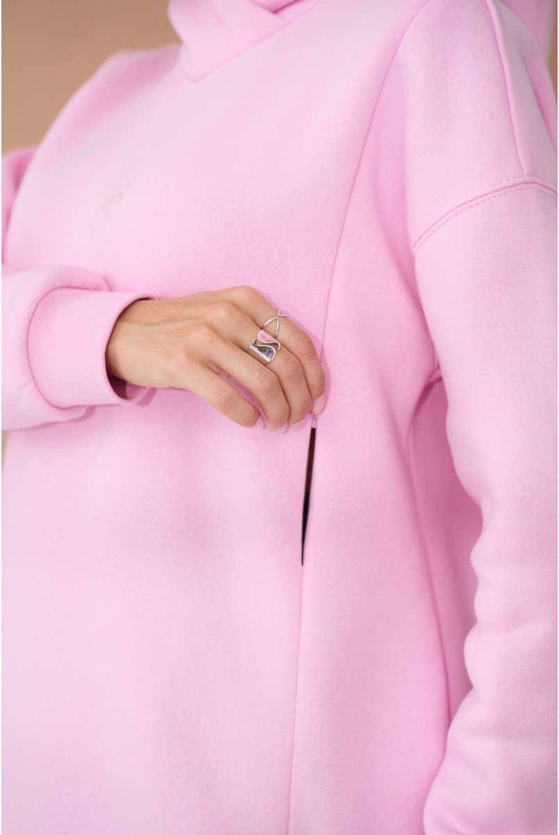 Теплий худі з вишивкою на грудях Angel Рожевий Yula Mama