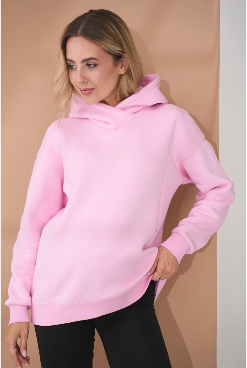 Теплий худі з вишивкою на грудях Angel Рожевий Yula Mama