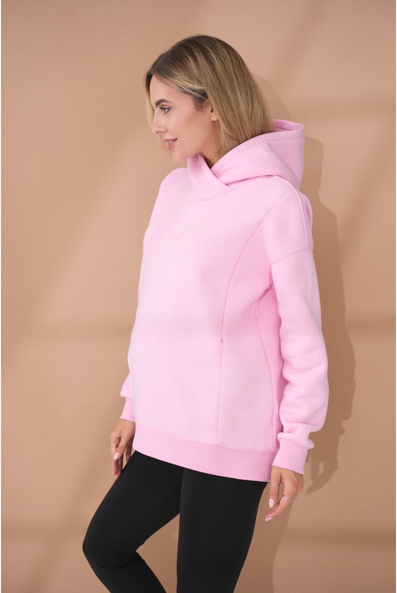 Теплий худі з вишивкою на грудях Angel Рожевий Yula Mama