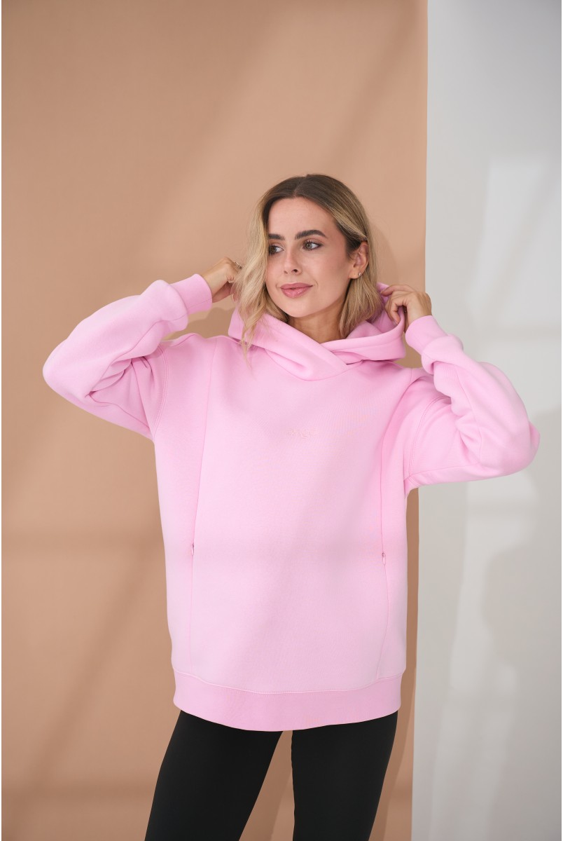 Теплий худі з вишивкою на грудях Angel Рожевий Yula Mama