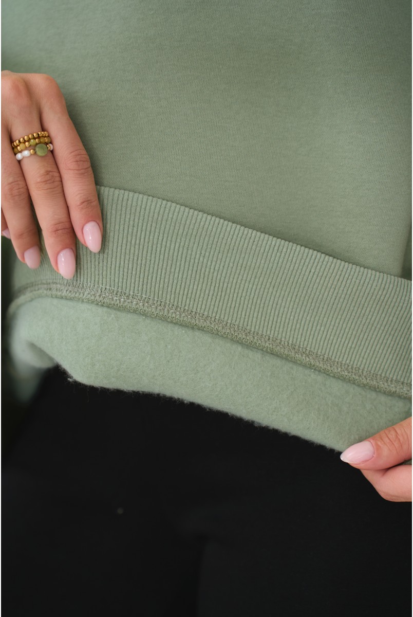 Теплий худі для вагітних та годуючих з вишивкою на грудях Angel оливковий Yula Mama