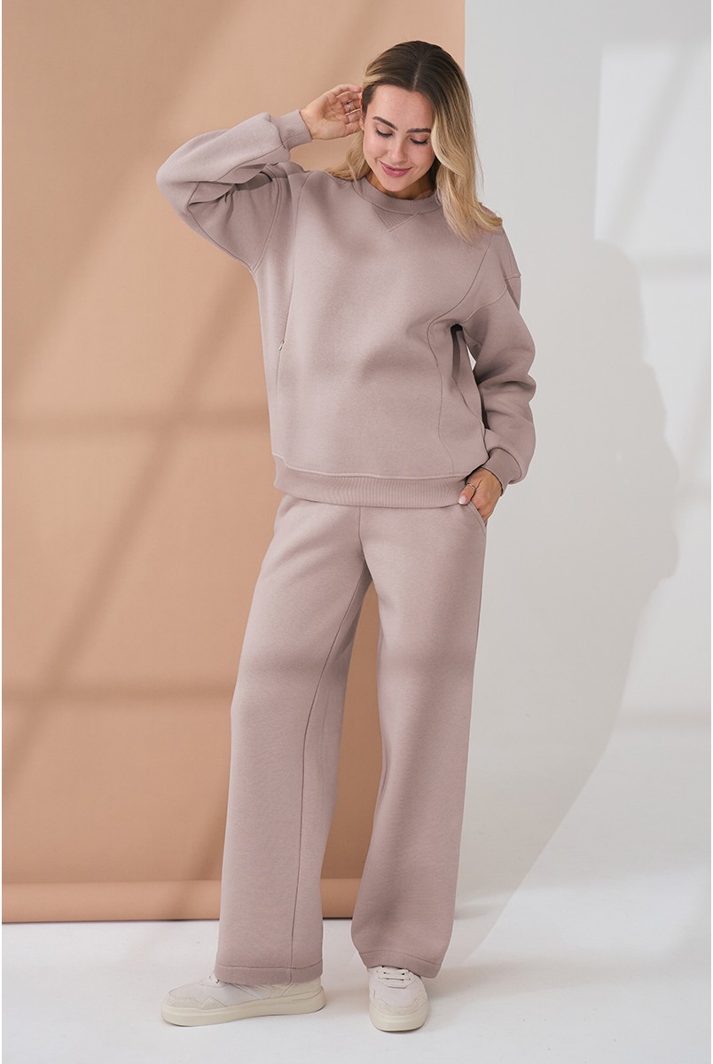 Теплый костюм для беременных и кормящих Urban Пудрово-бежевый Yula Mama