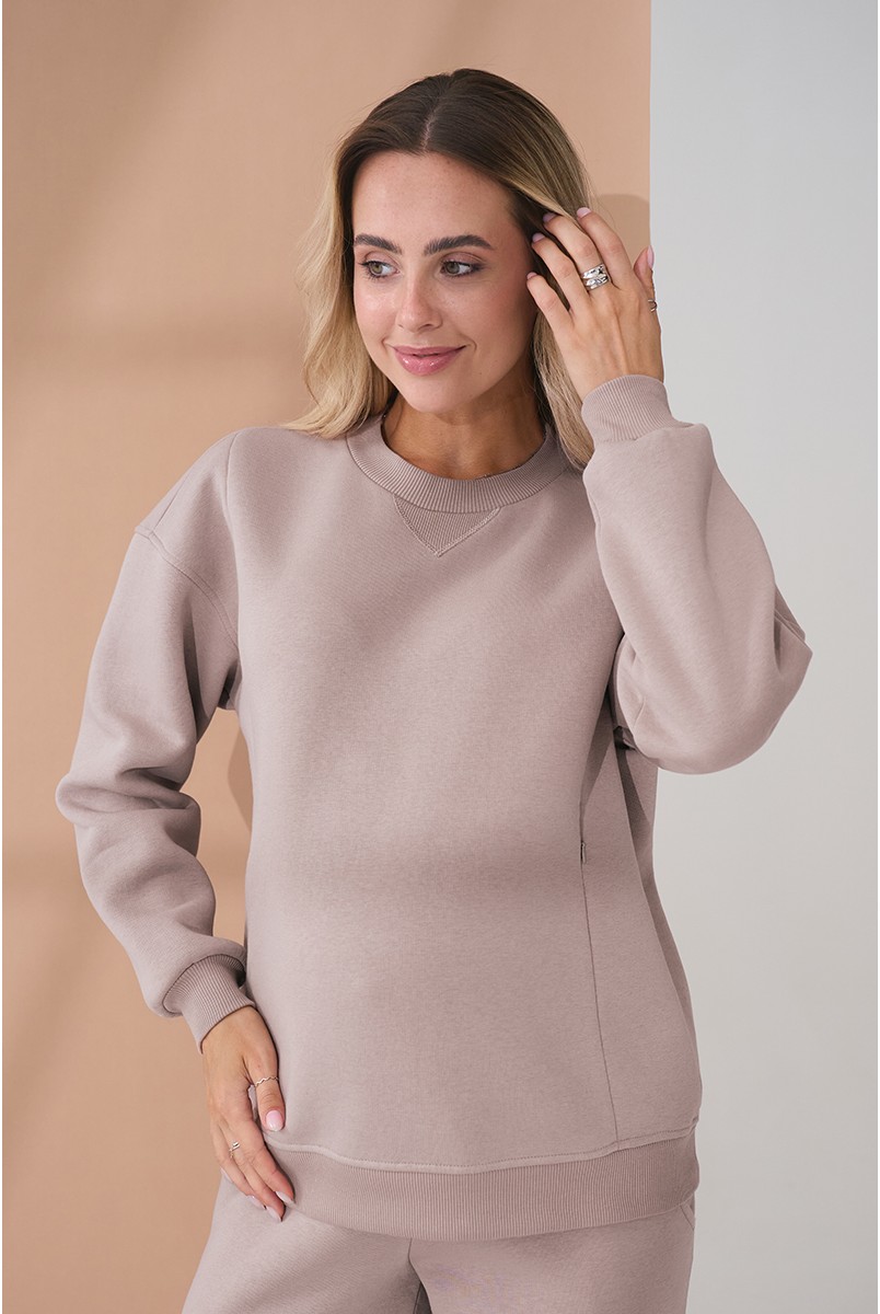 Теплый костюм для беременных и кормящих Urban Пудрово-бежевый Yula Mama