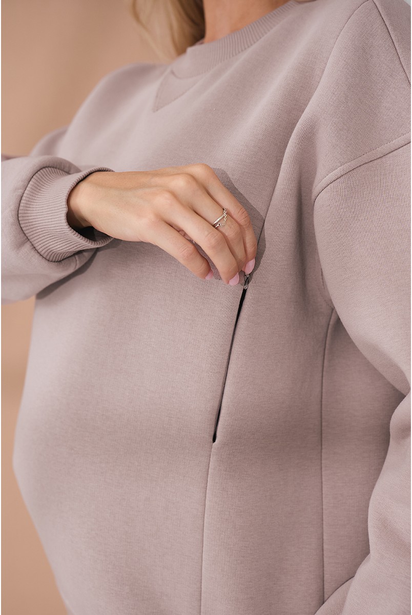 Теплый костюм для беременных и кормящих Urban Пудрово-бежевый Yula Mama