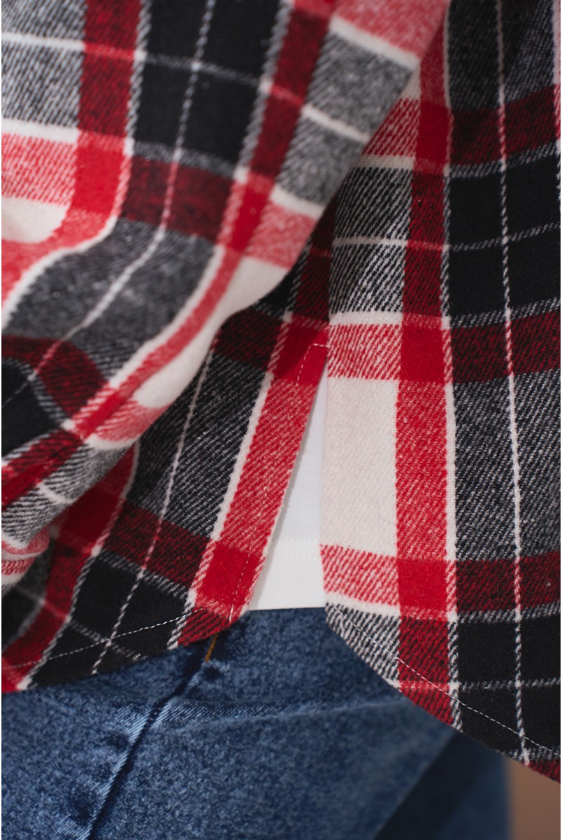 Теплая рубашка для беременных и кормящих Neide - Красный с черным Yula mama