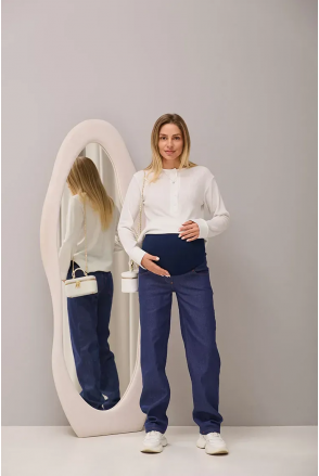 Теплые джинсы багги для беременных Kestel Winter - Синий Lullababe Теплые джинсы багги для беременных Kestel Winter - Синий Lullababe