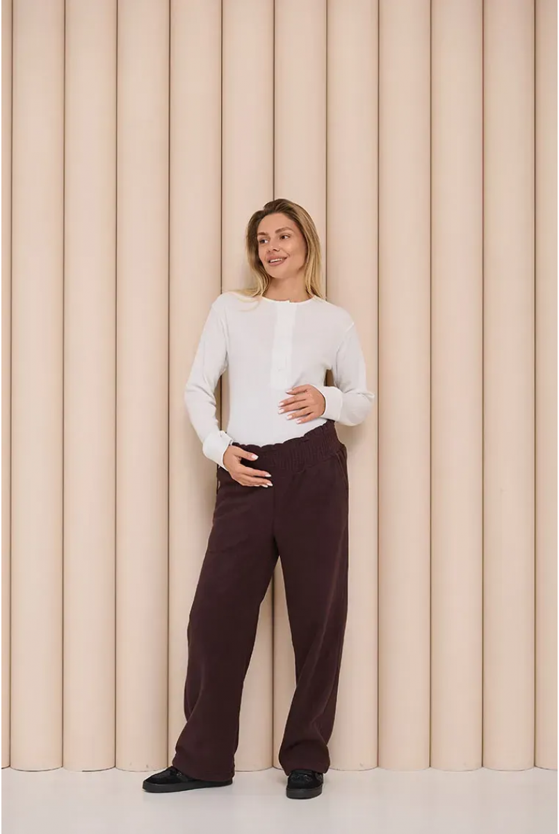 Теплі флісові штани для вагітних Sheridan - Шоколад Lullababe