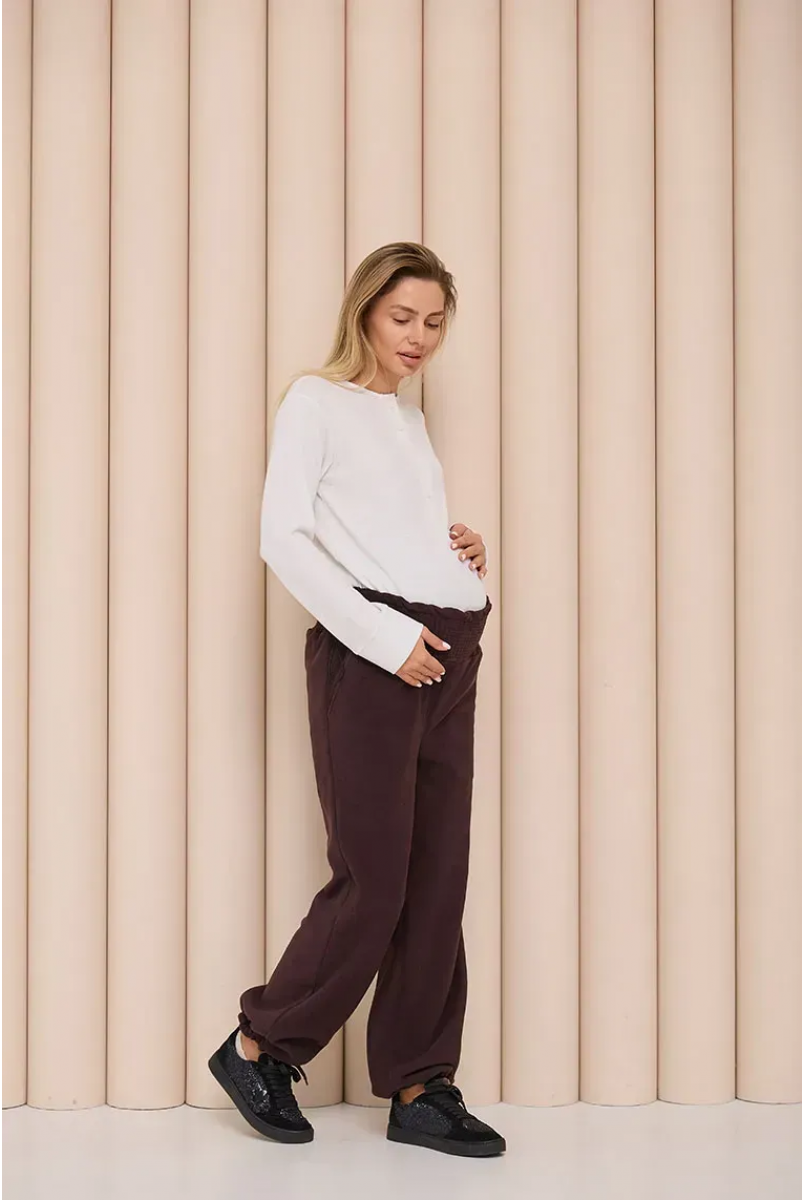 Теплі флісові штани для вагітних Sheridan - Шоколад Lullababe