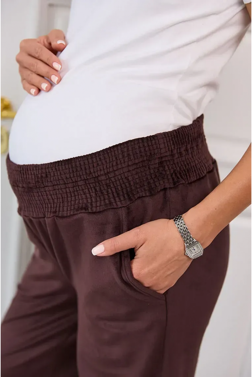 Теплий велюровий костюм для вагітних та годуючих Claremont - Шоколад Lullababe