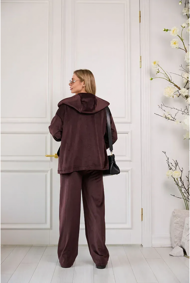 Теплий велюровий костюм для вагітних та годуючих Claremont - Шоколад Lullababe