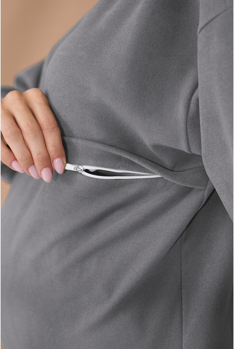 Теплий домашній костюм для вагітних та годуючих Litta Сірий Yula Mama