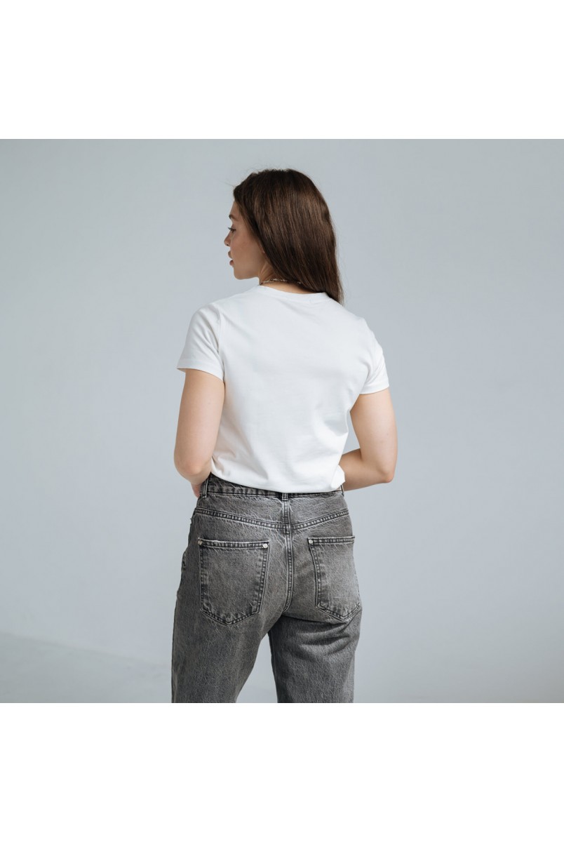 Футболка прямого крою для вагітних та годуючих Молочна Love&Carry