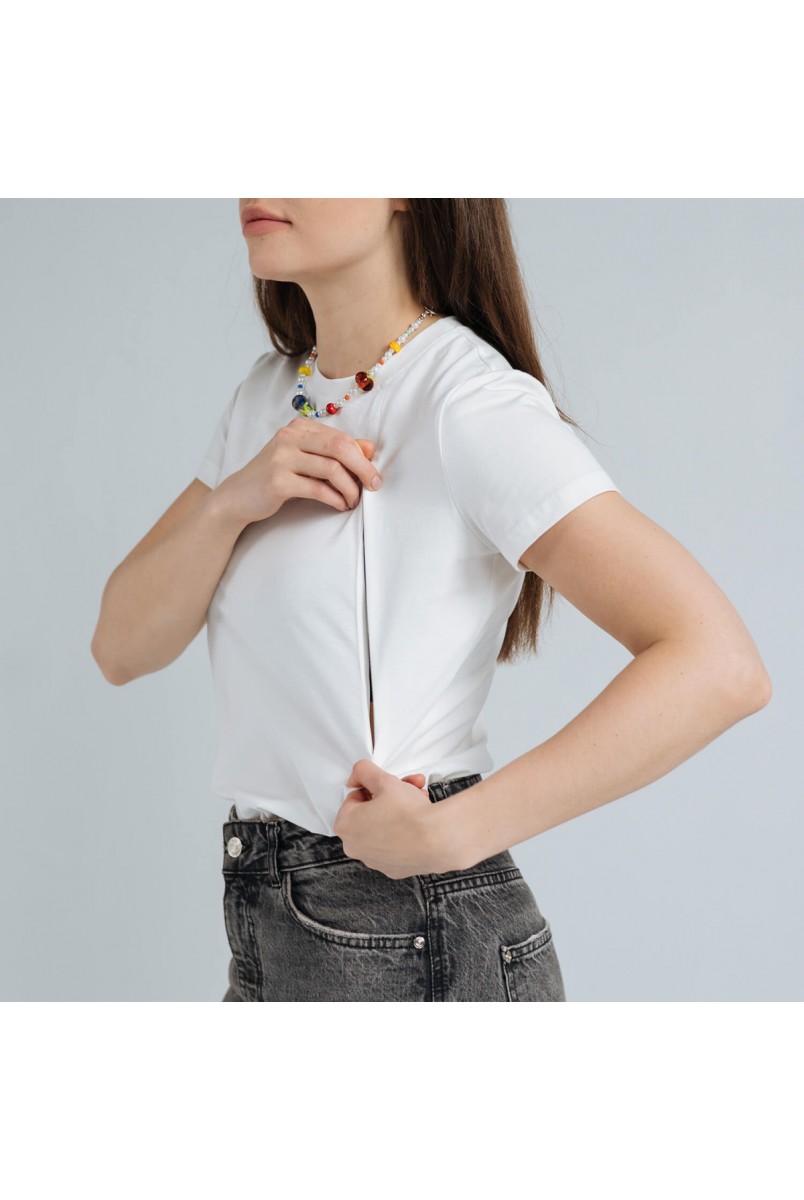 Футболка прямого крою для вагітних та годуючих Молочна Love&Carry