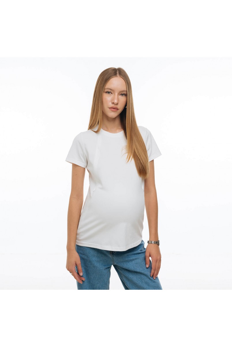 Футболка прямого крою для вагітних та годуючих Молочна Love&Carry