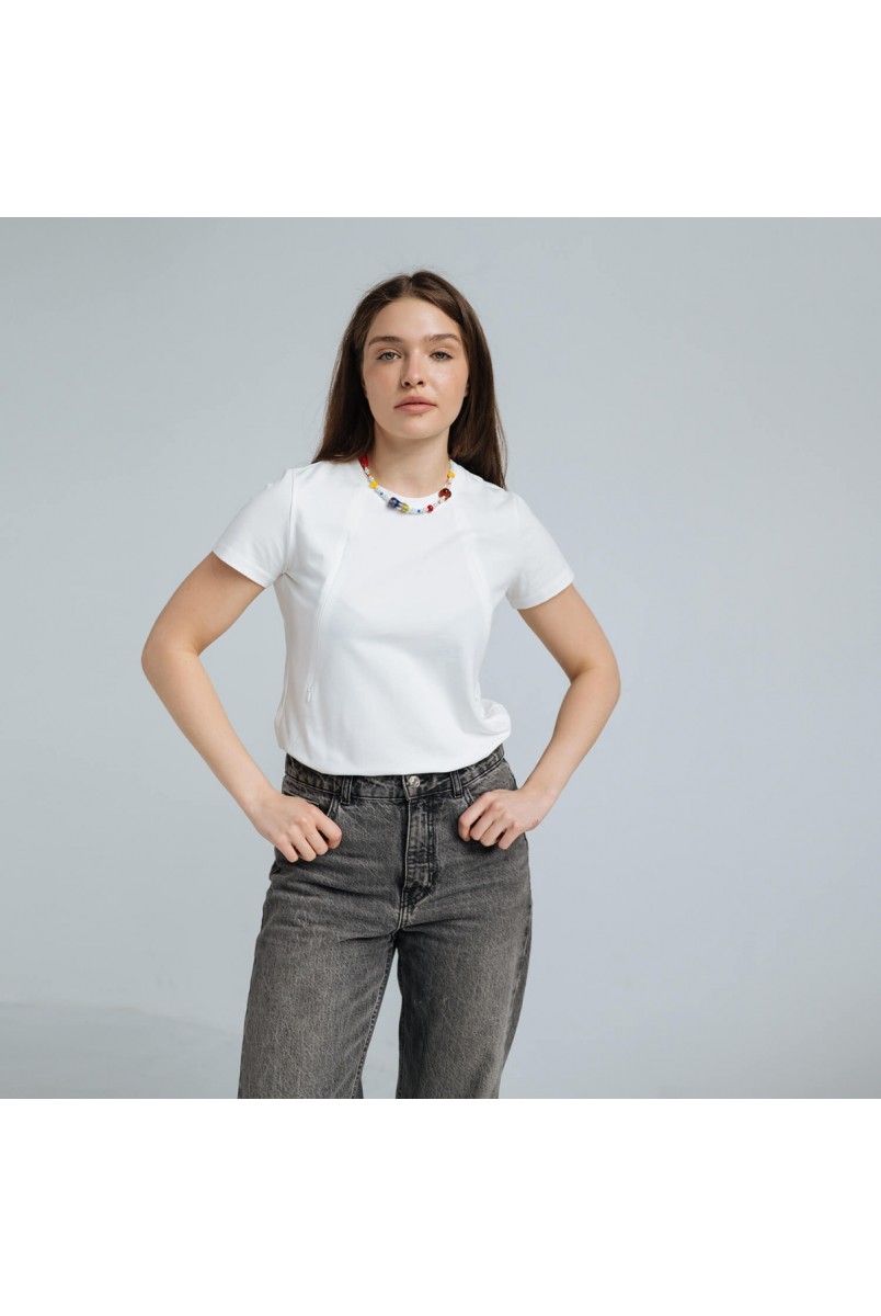 Футболка прямого крою для вагітних та годуючих Молочна Love&Carry