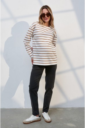 Джинсы для беременных и кормящих Ivonne Essential Fit Черно-серый Yula Mama