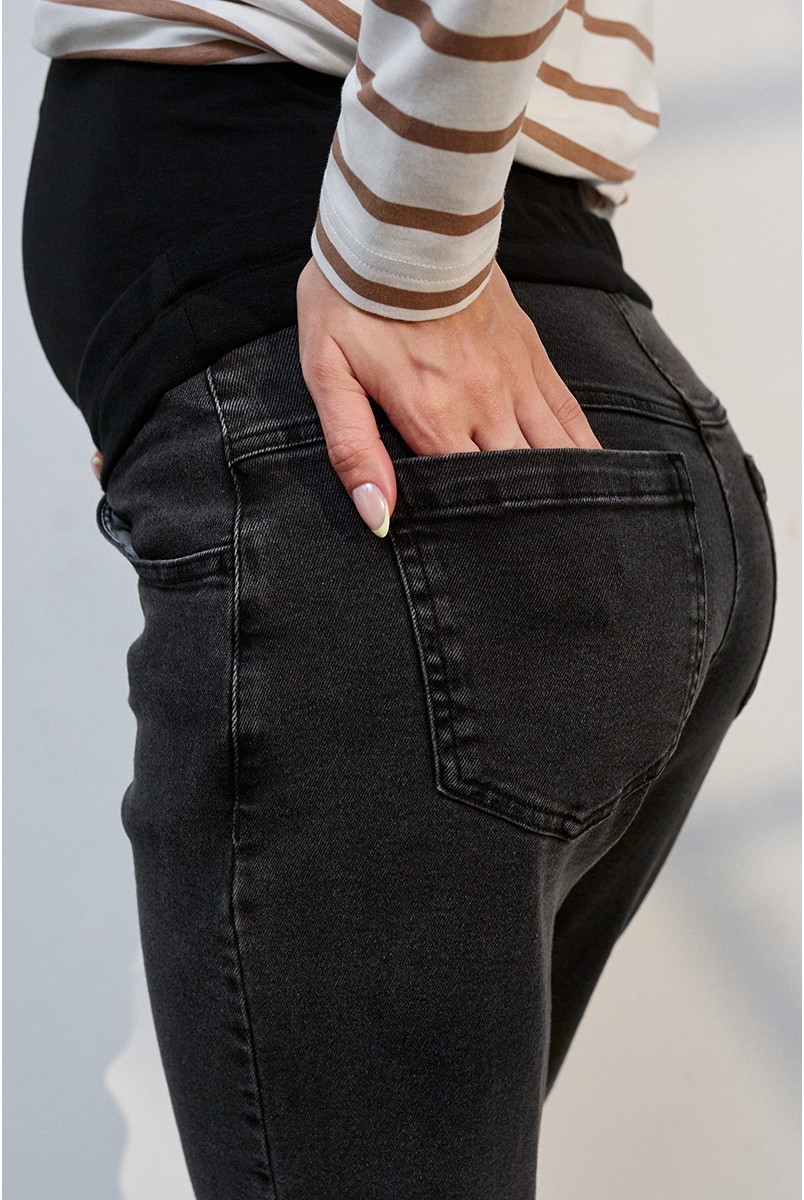 Джинсы для беременных и кормящих Ivonne Essential Fit Черно-серый Yula Mama