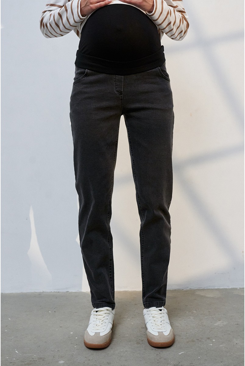 Джинсы для беременных и кормящих Ivonne Essential Fit Черно-серый Yula Mama