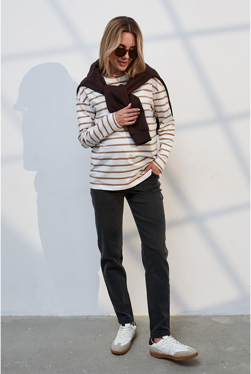 Джинсы для беременных и кормящих Ivonne Essential Fit Черно-серый Yula Mama