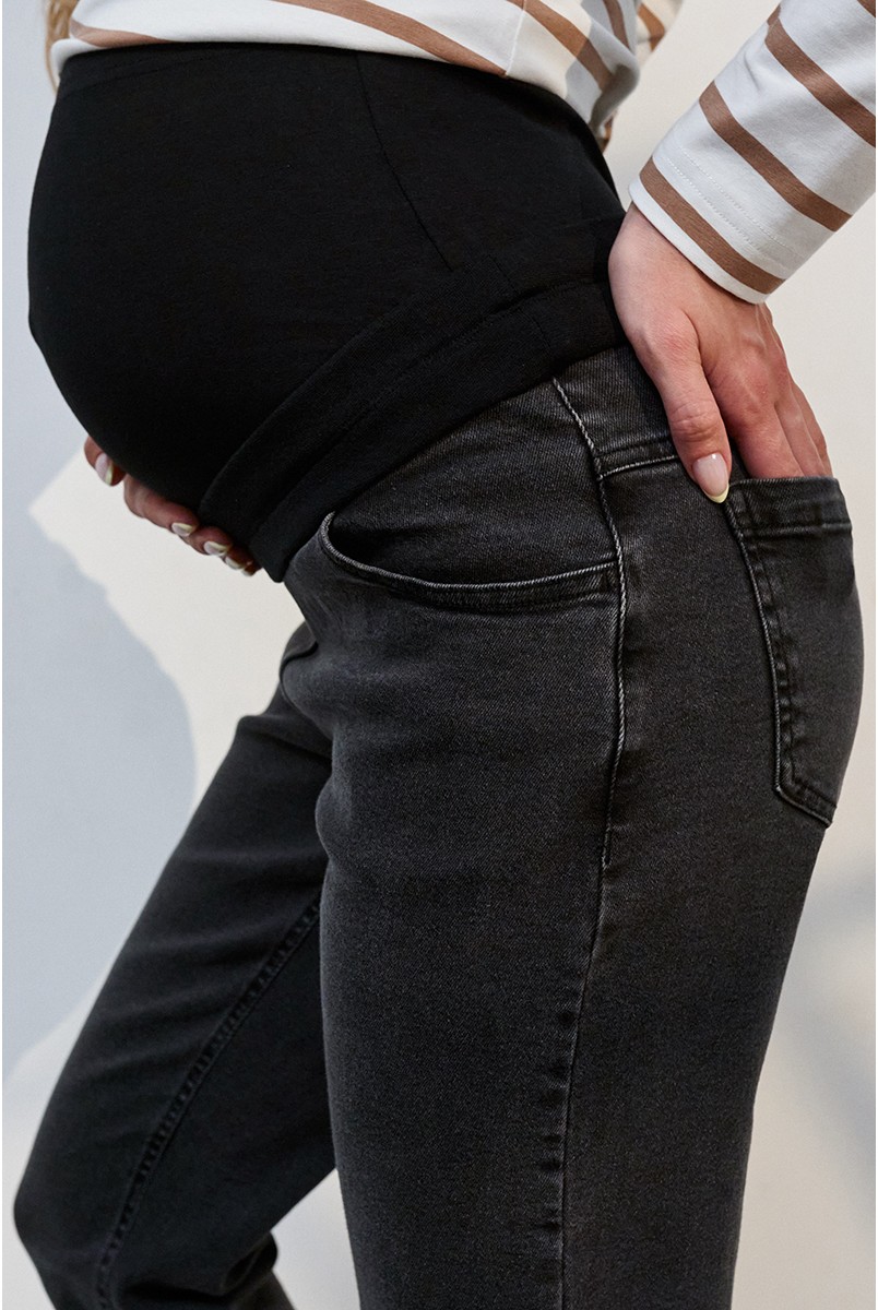 Джинсы для беременных и кормящих Ivonne Essential Fit Черно-серый Yula Mama