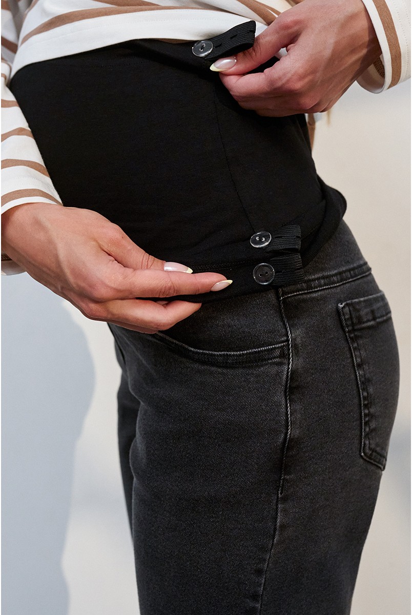 Джинсы для беременных и кормящих Ivonne Essential Fit Черно-серый Yula Mama