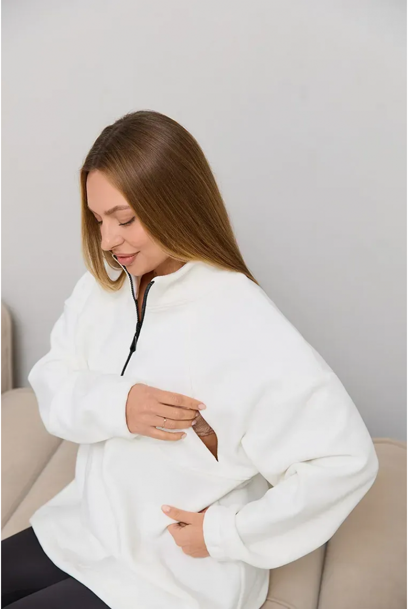 Флисовый свитшот для беременных и кормящих Fulton Молочный Lullababe