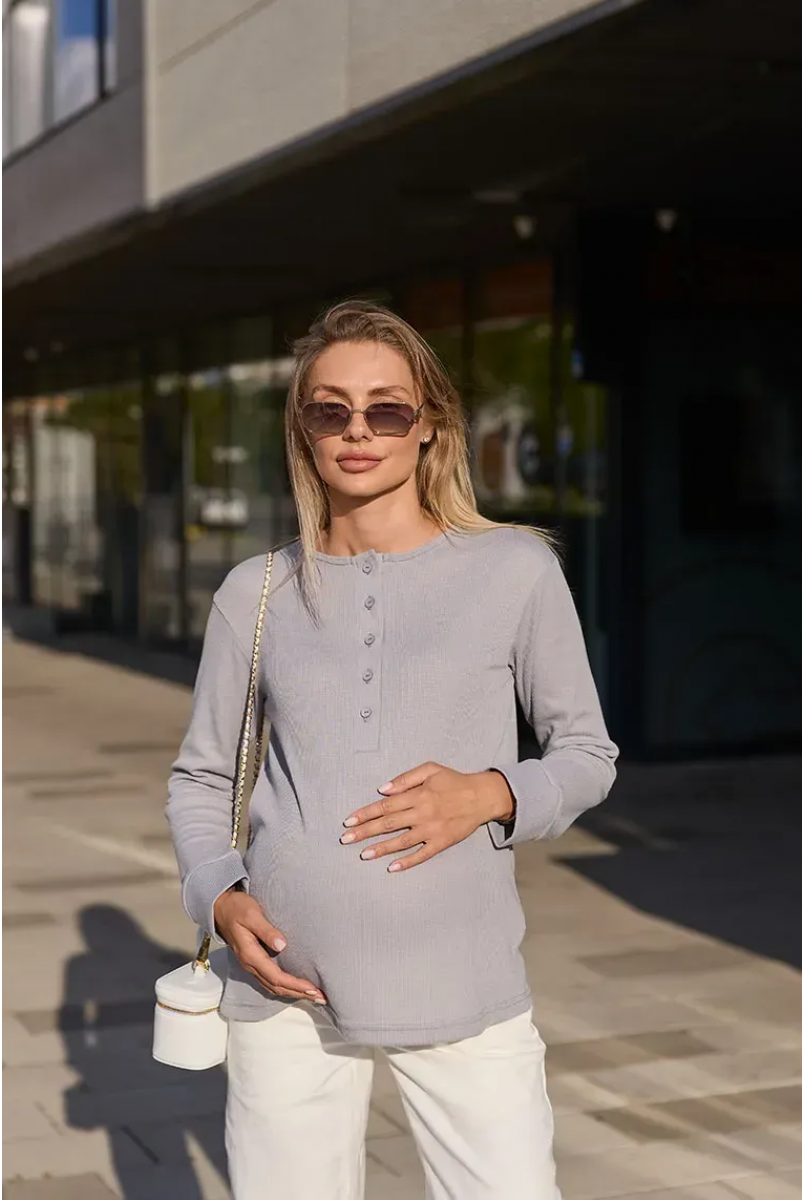 Лонгслив для беременных и кормящих Calgary - Светло-серый Lullababe