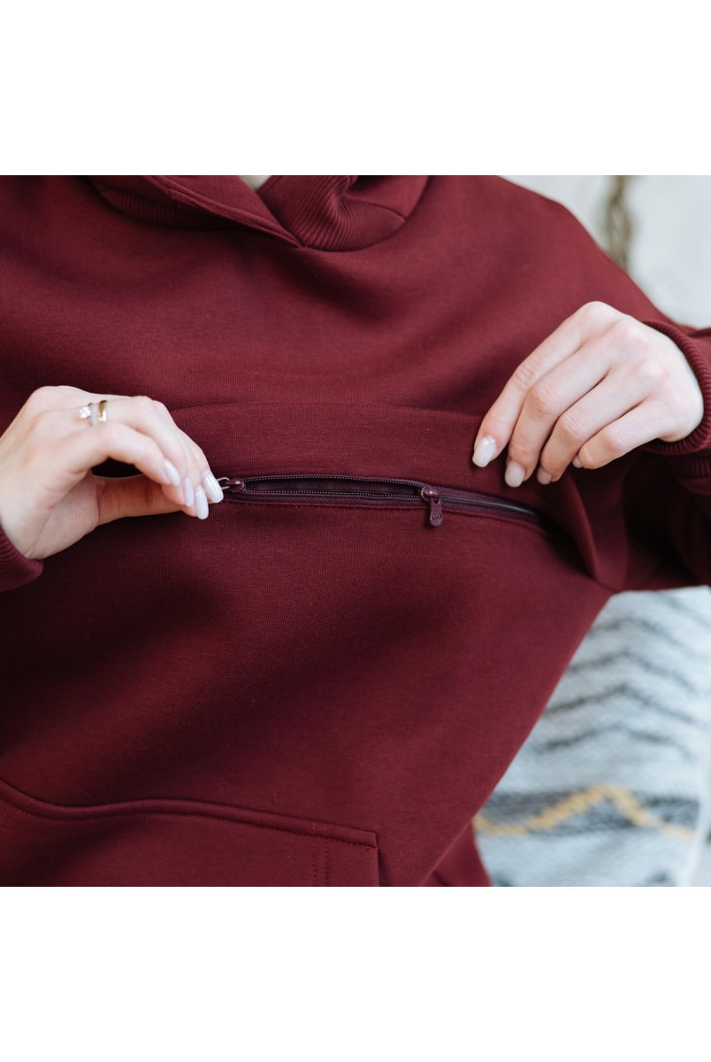 Утепленное худи для беременных и кормящих мам Вишня Love&Carry