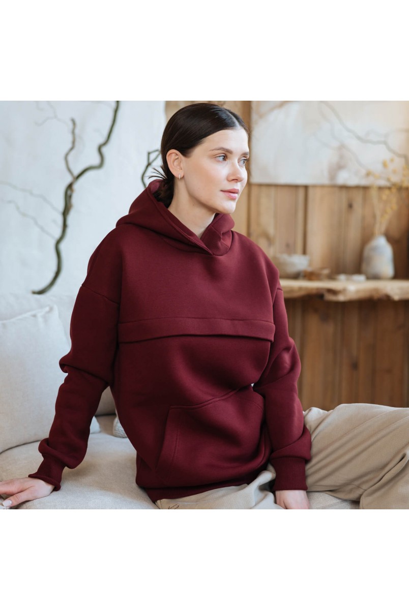 Утепленное худи для беременных и кормящих мам Вишня Love&Carry