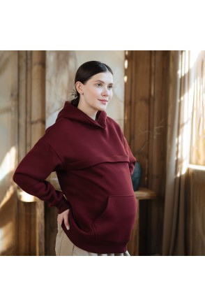 Утепленное худи для беременных и кормящих мам Вишня Love&Carry