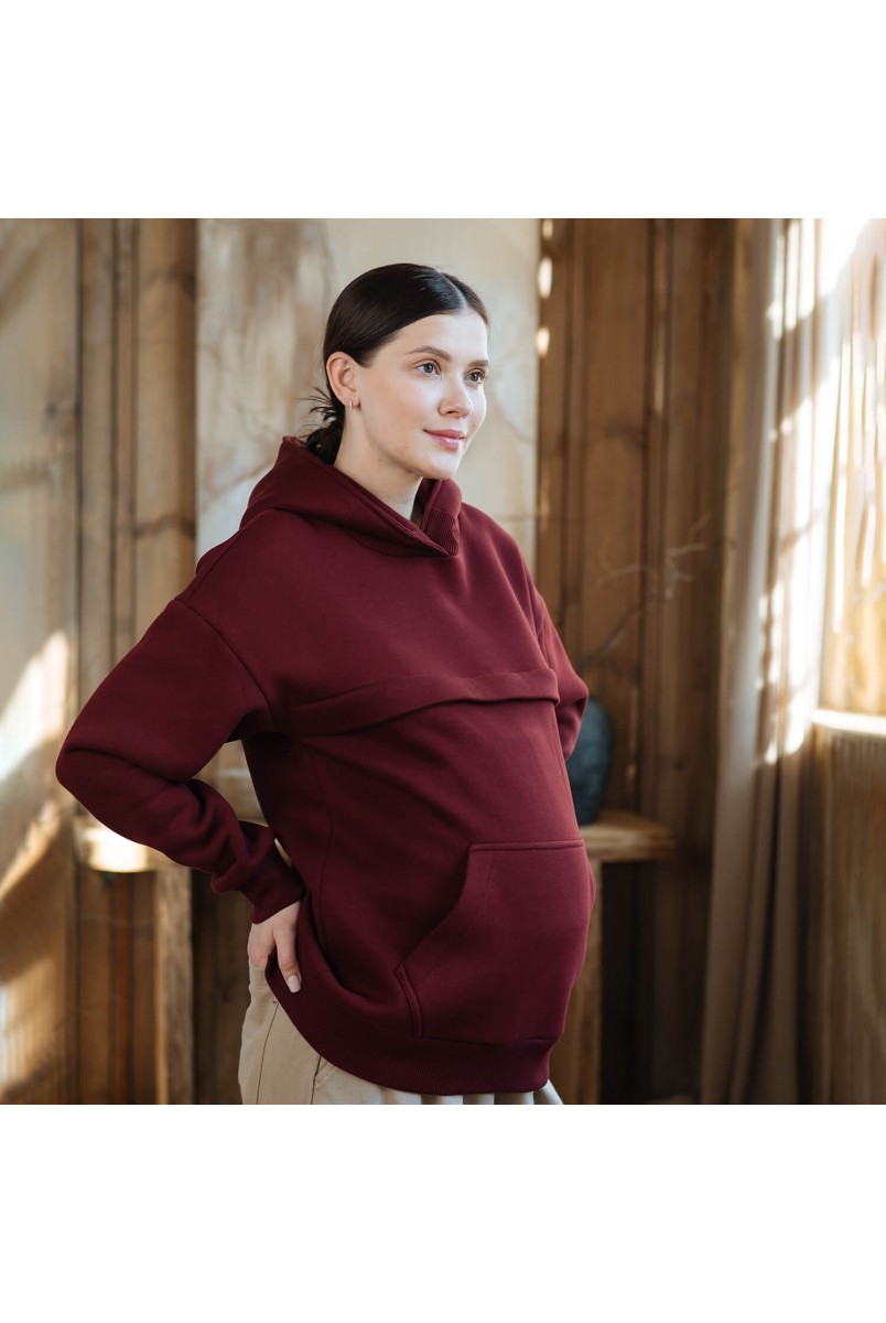 Утепленное худи для беременных и кормящих мам Вишня Love&Carry