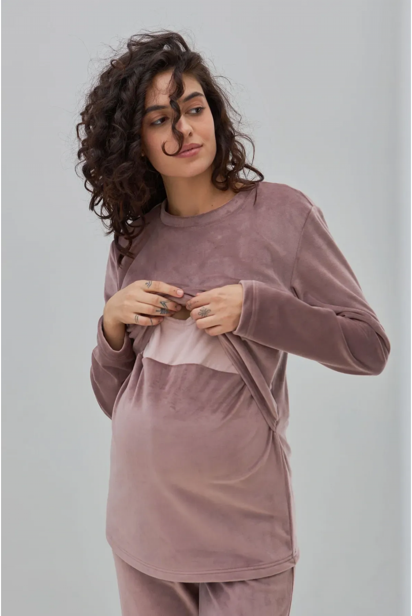 Домашний костюм для беременных и кормящих Hygge Фрезовый Yula Mama