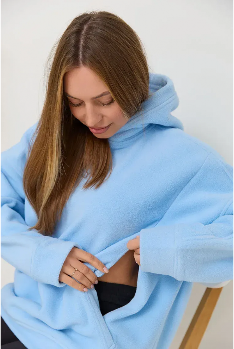 Теплый худи для беременных и кормящих Buffalo - Голубой Lullababe