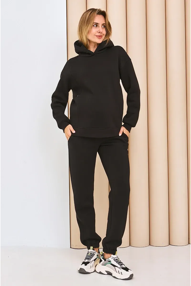 Теплий костюм для вагітних та годуючих Dublin Чорний Yula Mama