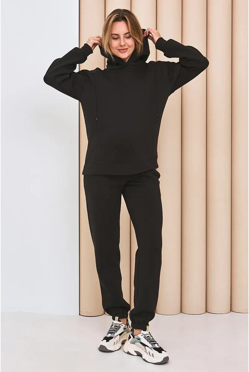 Теплий костюм для вагітних та годуючих Dublin Чорний Yula Mama