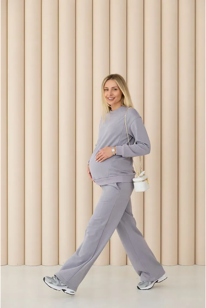 Спортивні штани палаццо для вагітних (демі) Denver - Сіро-бузковий Lullababe